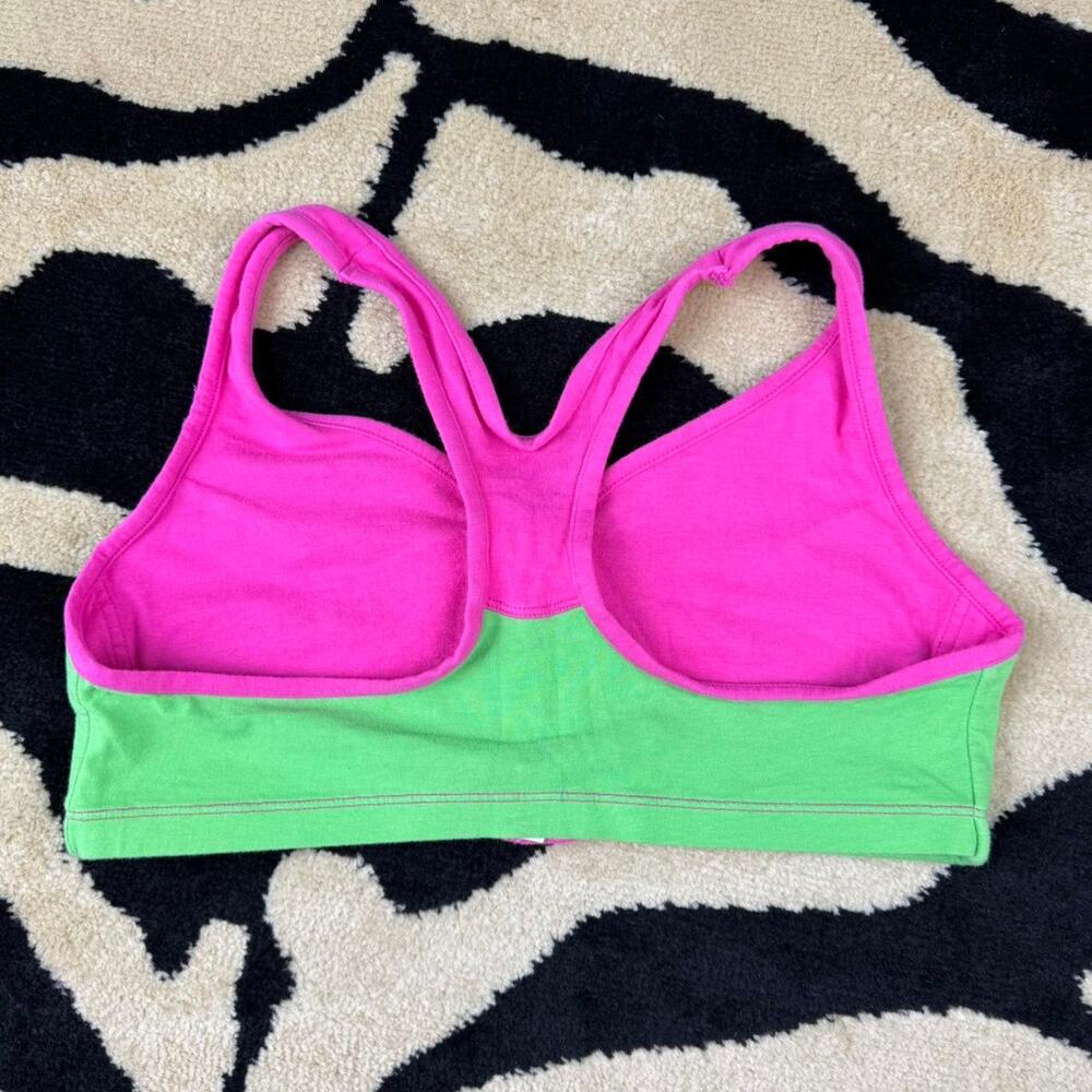 ★pink & green zip-front sports bra top ★ - Picture 3 of 4